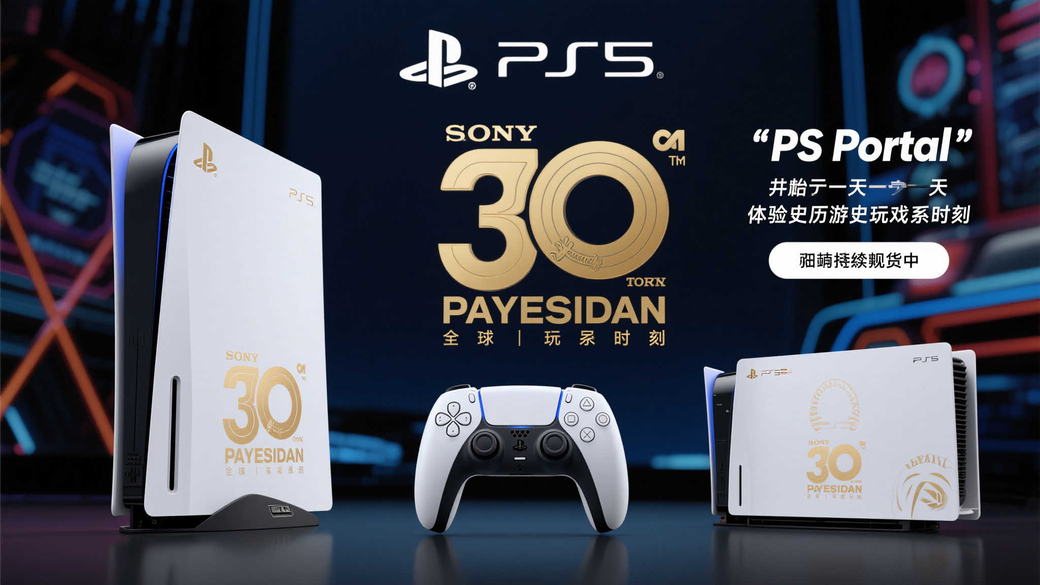PS5三十周年纪念版再上市:含游戏机、控制器及传输设备 PS5三十周年纪念版再上市:含游戏机、控制器及传输设备